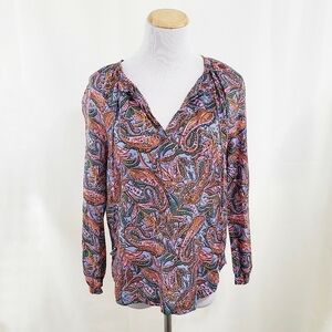 J. Crew liberty fabrics paisley silk popover blouse size 4